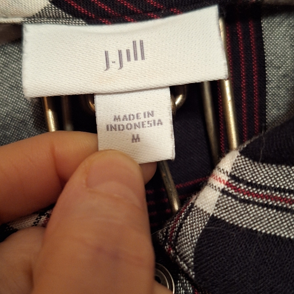 J.Jill Oversized Patchwork Plaid Long Sleeved Blo… - image 2